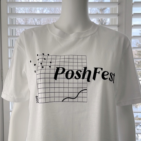 POSHMARK Poshfest 2019 White Cotton Tshirt Tee Short Sleeve - Picture 2 of 8